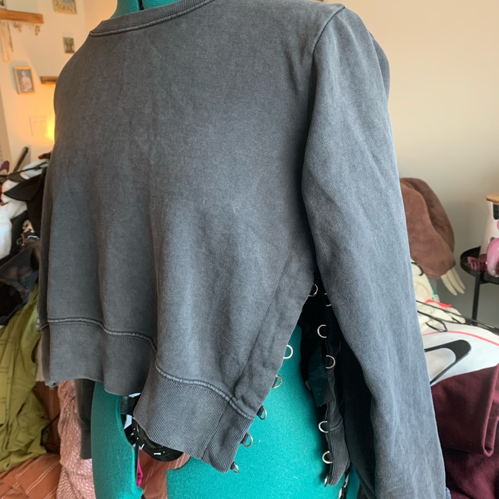 all saints sweatshirt with metal detail slit sides